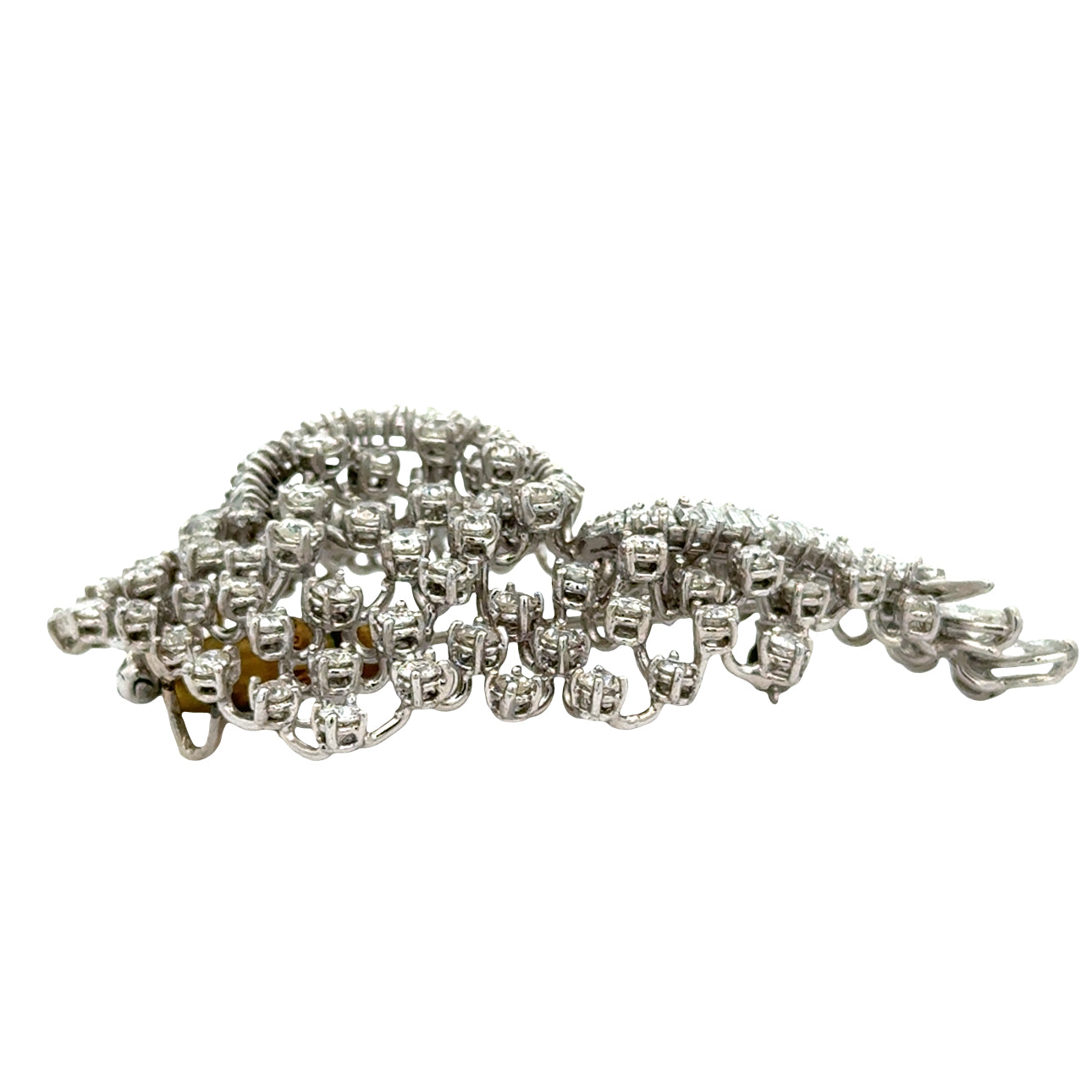 Estate Brooch/Pendant, 40 Baguette Cut Diamond 1.08 cttw  H-I SI1-SI2, 81 Old European Cut Diamond 4.00 cttw  H-I SI1-SI2, 3 Marquise Cut Diamond 1.00 cttw  H-I SI1 14K White Gold 17.10g. All weights estimated.