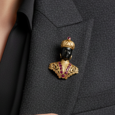 Nardi Brooch/Pendant12 Ruby Round 1.50 cttw  18K Yellow Gold 21.45g. All weights estimated
