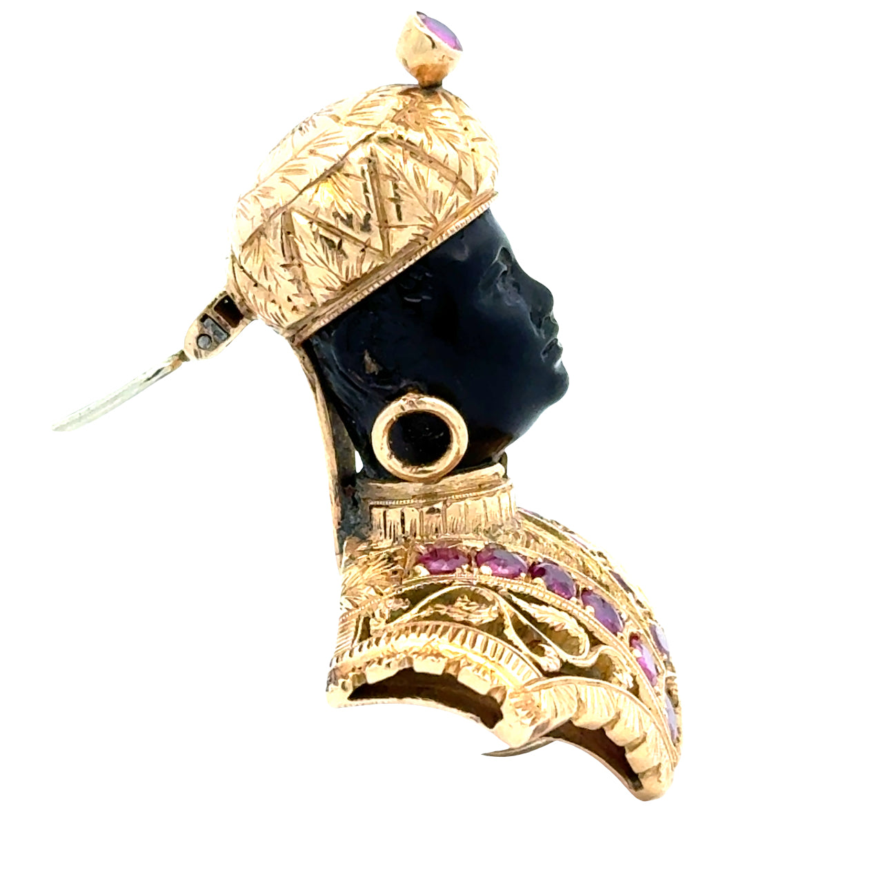 Nardi Brooch/Pendant12 Ruby Round 1.50 cttw  18K Yellow Gold 21.45g. All weights estimated