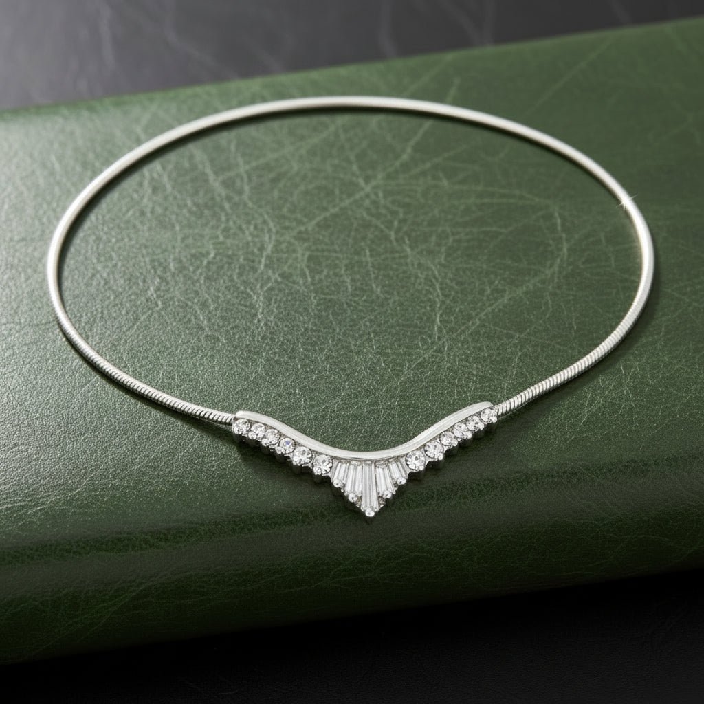 Estate Necklace, 18 Round/Baguette Cut Diamonds 0.50cttw G-H VS2-SI1, Platinum 11.50g. All Weights Estimated.