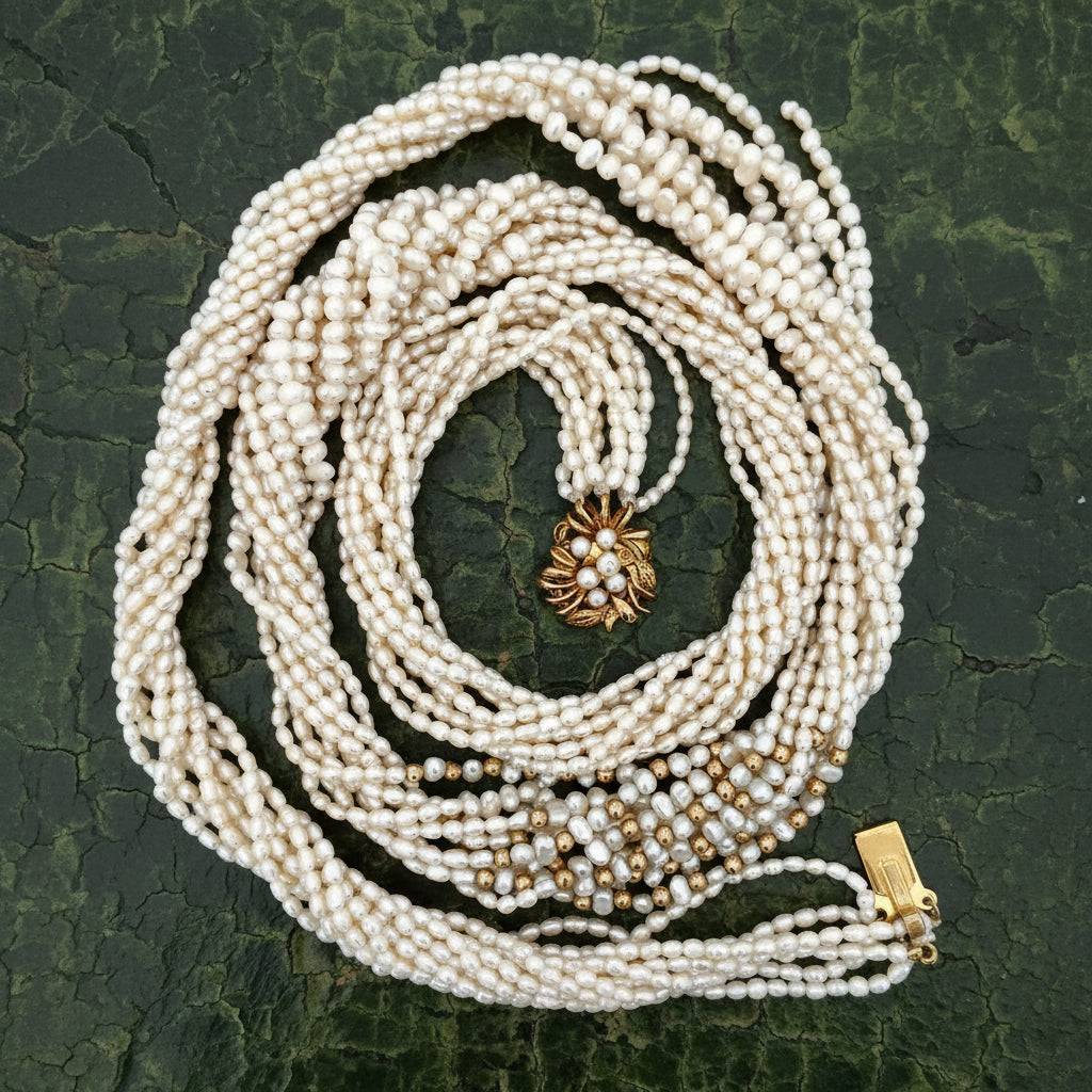 Estate Necklace Cultured Pearls Round, Freshwater Pearls,14K Yellow Gold 84.00g. Note: One Pearl Missing From Clasp. All weights estimated.