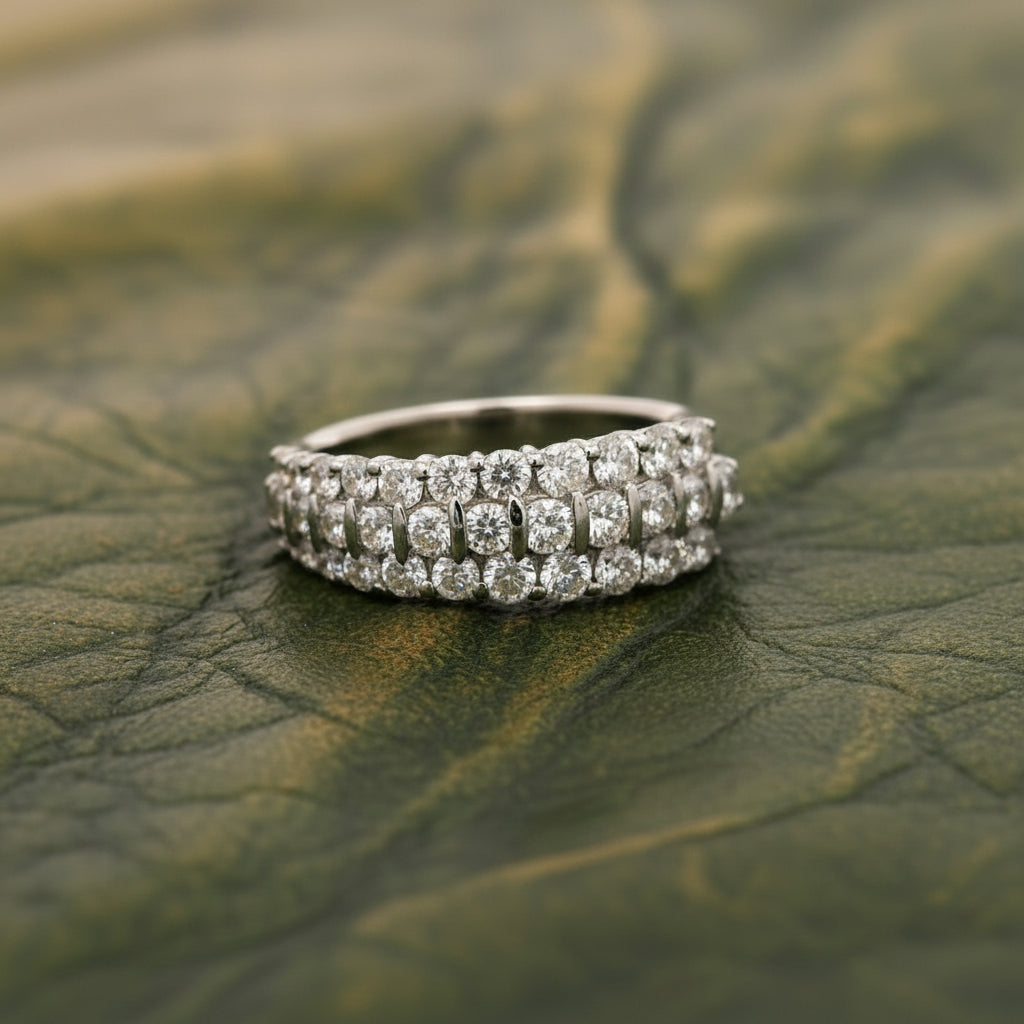 Estate Ring, 34 Round Brilliant Cut Diamonds 1.50cttw F-G VS1-SI1, Platinum 7.44g. All Weights Estimated.