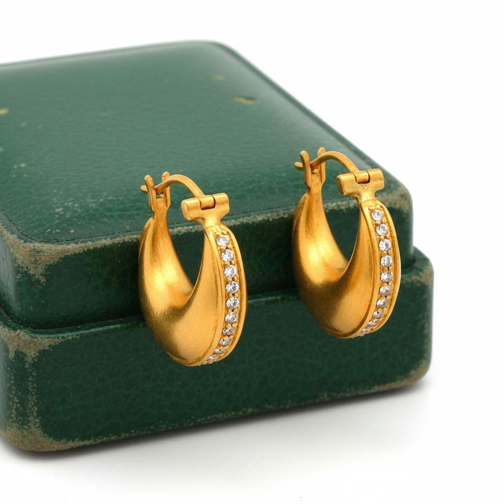 Estate Earrings, Round Brilliant Cut Diamonds 0.35cttw, 14K Yellow Gold 4.88g. All Weights Estimated