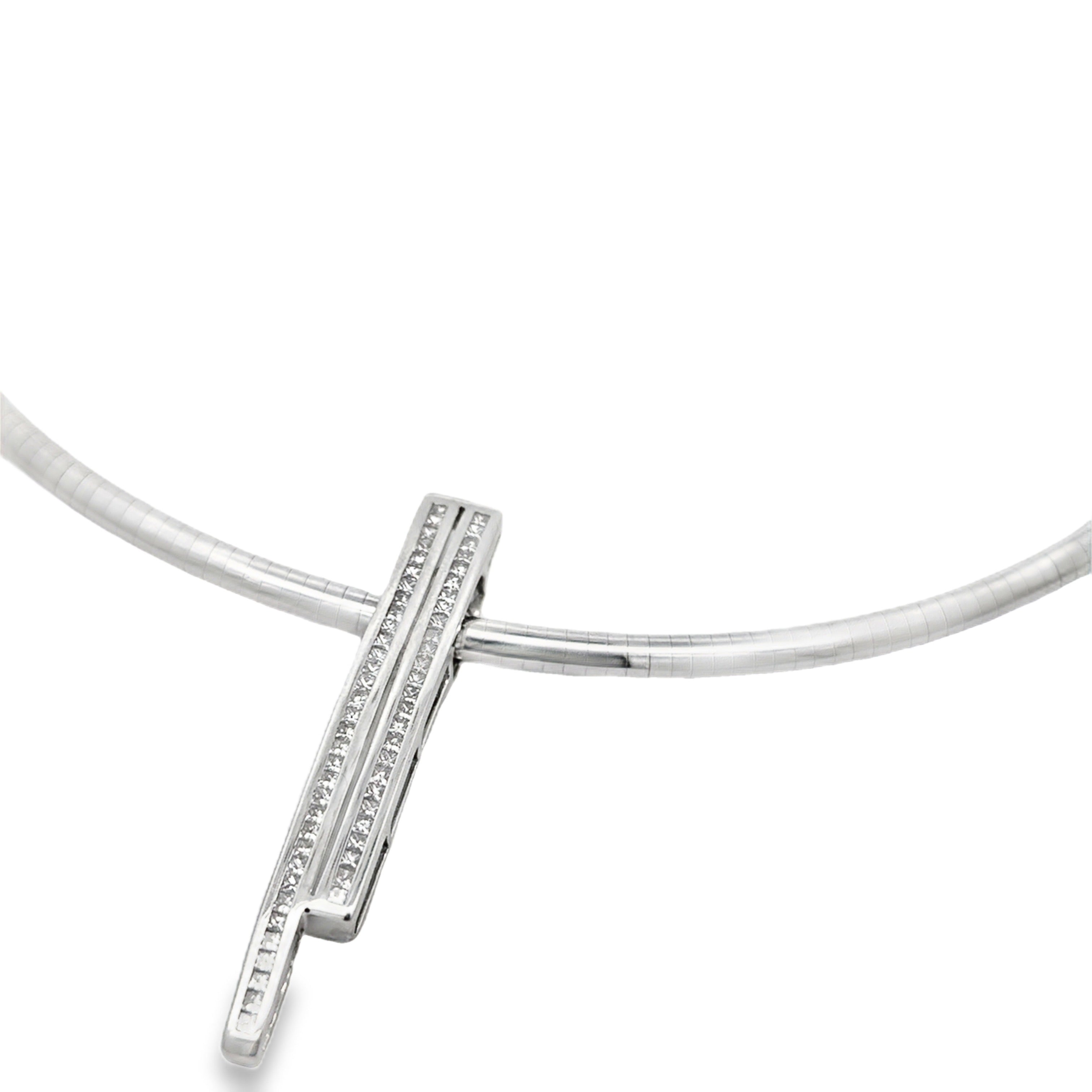 Estate Necklace, Princess Cut Diamond 2.00cttw H-I VS1-SI1, 14K/18K White Gold 29.90g. All Weights Estimated.
