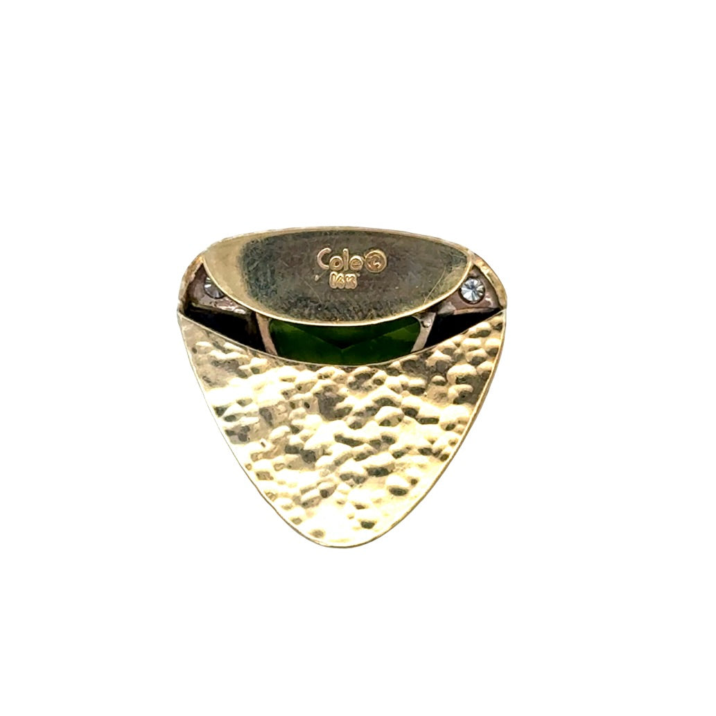 Designer Cole Pendant, 4 Round Brilliant Cut Diamond 0.60 cttw G-H VS2-SI2,1 Tril Peridot 6 cttw , Onyx Free Form Weight Unknown 14K Yellow Gold 9.56g. All weights estimated.
