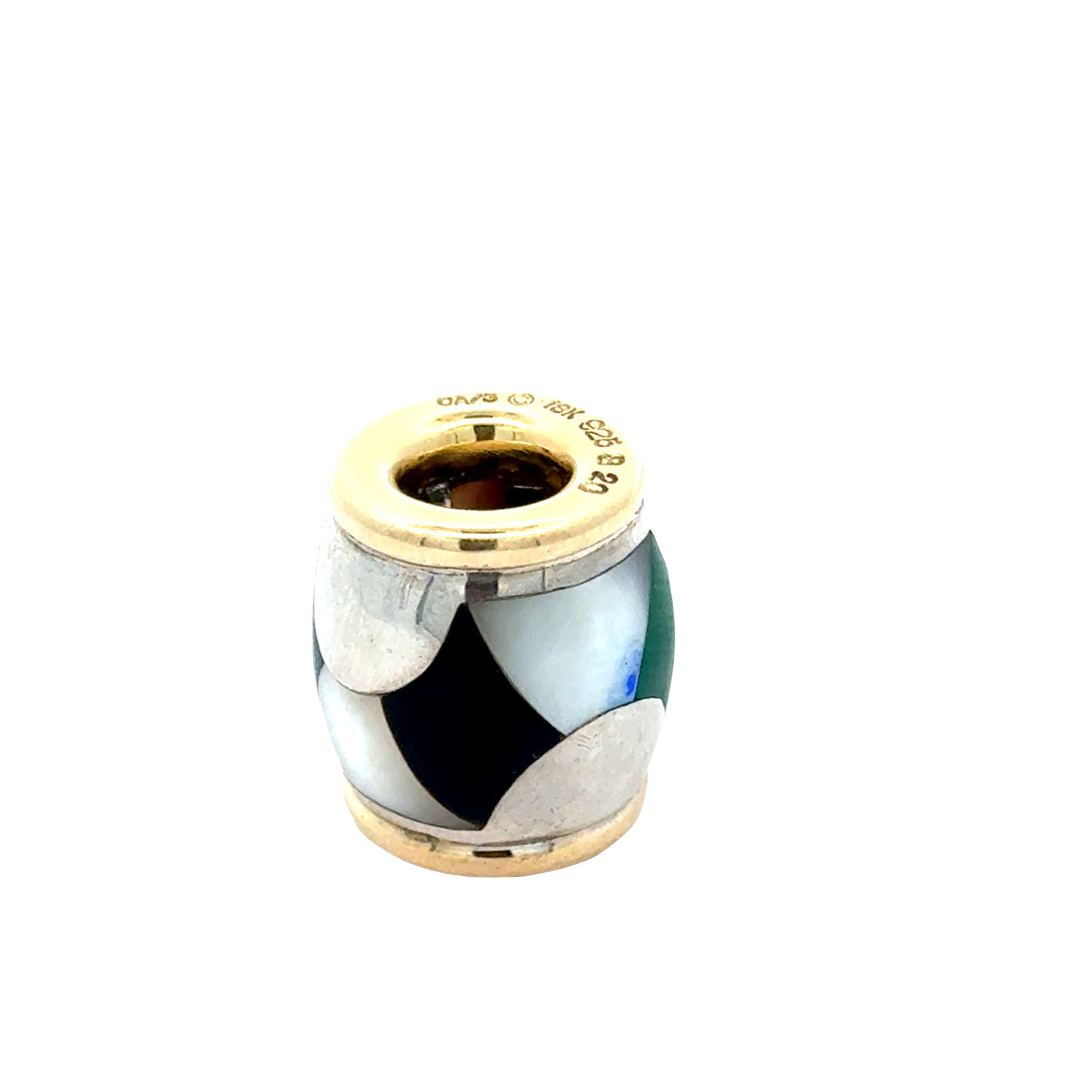 Designer Asch Grossbardt Pendant, Malachite, Mother of Pearl, Coral, Lapis Lazuli, Onyx 18K/Silver Yellow Gold 9.37g. All weights estimated