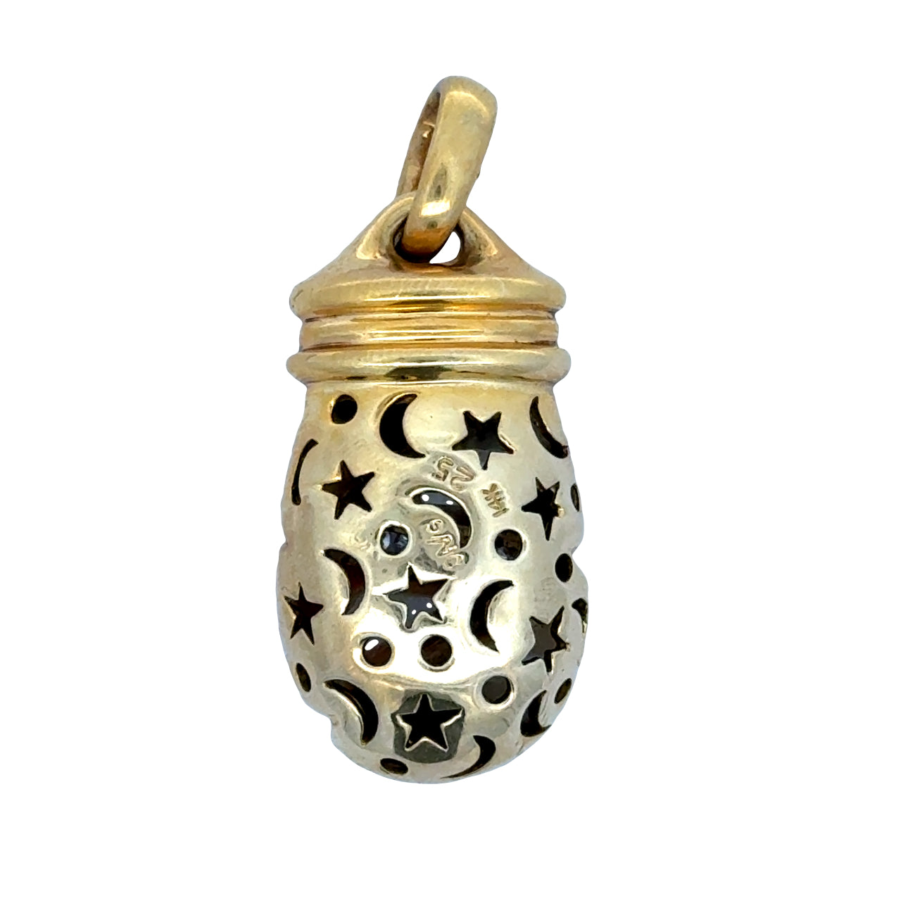 Designer Asch Grossbardt Pendant, 6 Round Brilliant Cut Diamond 0.20 cttw  G-H VS2-SI1, Lapis Lazuli, Onyx, Coral, Mother of Pearl 14K Yellow Gold 7.52g. All weights estimated.