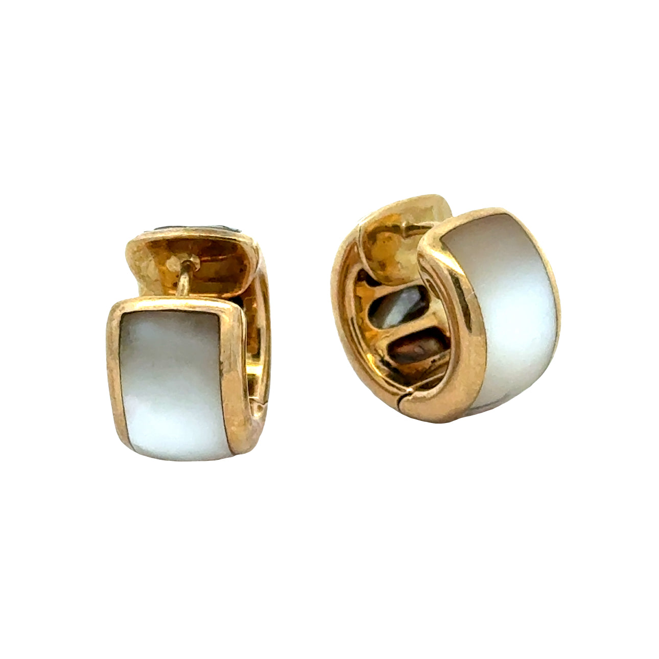 Designer Asch Grossbardt Earrings, Onyx, Mother of Pearl, Malachite 14K Yellow Gold 8.10g. All weights estimated.