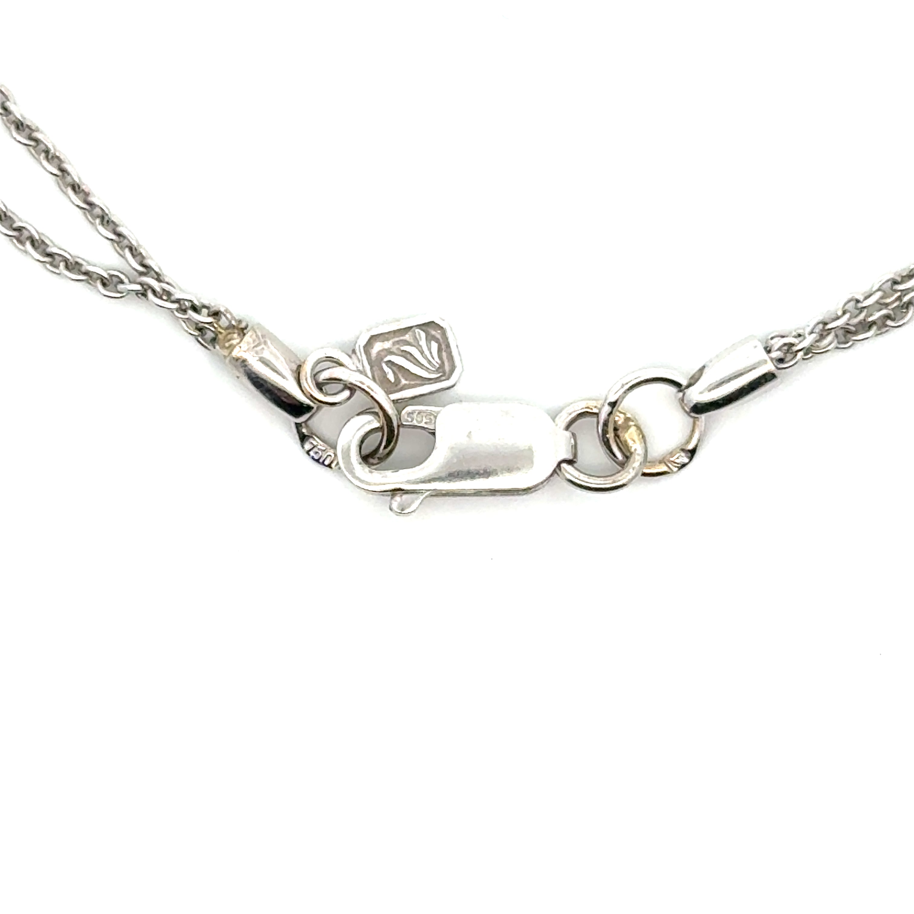 Designer EG Necklace Round Brilliant Cut Diamond 1.01cttw  G-H VS2-SI1 18K White Gold 14.16g. All weights estimted.