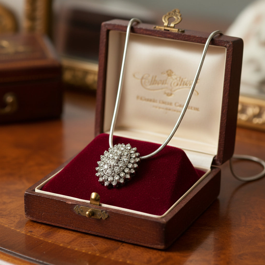 Pendant Round Brilliant Cut Diamond 2.00 ct  H-J VS2-SI2 14K White Gold 5.93g. All Weights Estimated.