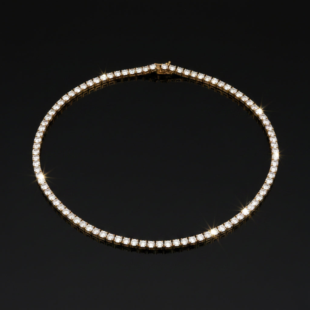 Designer Marchisio Ech Necklace 103 Round Brilliant Cut Diamond 25.37 cttw  G-I VS1-SI1 14K Yellow Gold 30.91g. All weights estimated.
