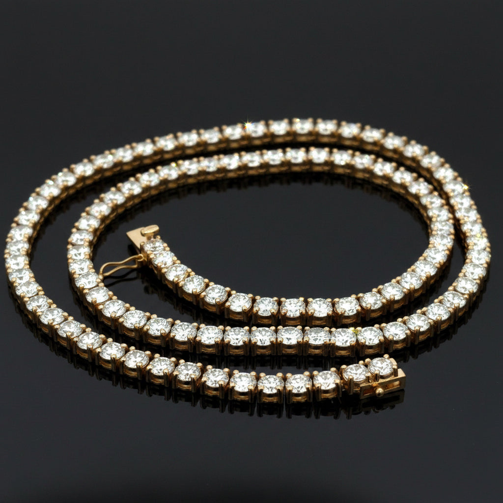 Designer Marchisio Ech Necklace 103 Round Brilliant Cut Diamond 25.37 cttw  G-I VS1-SI1 14K Yellow Gold 30.91g. All weights estimated.