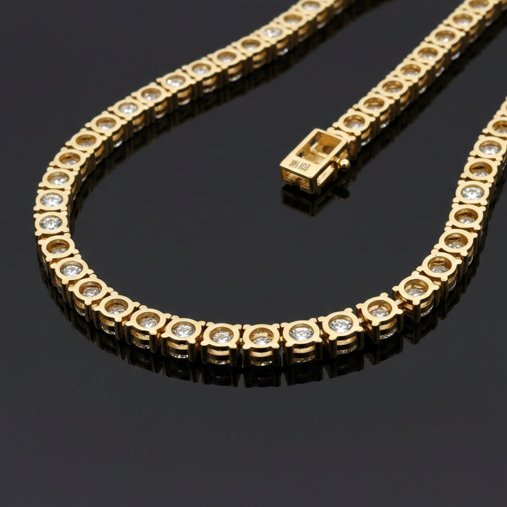 Designer Marchisio Ech Necklace 103 Round Brilliant Cut Diamond 25.37 cttw  G-I VS1-SI1 14K Yellow Gold 30.91g. All weights estimated.
