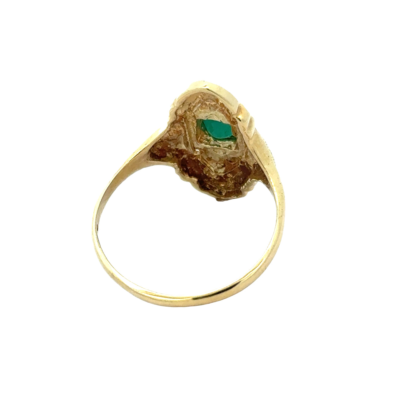 Vintage Ring, 1 Emerald  RD 0.20ct  18KT YG 3.80g ,All Weights Estimated
