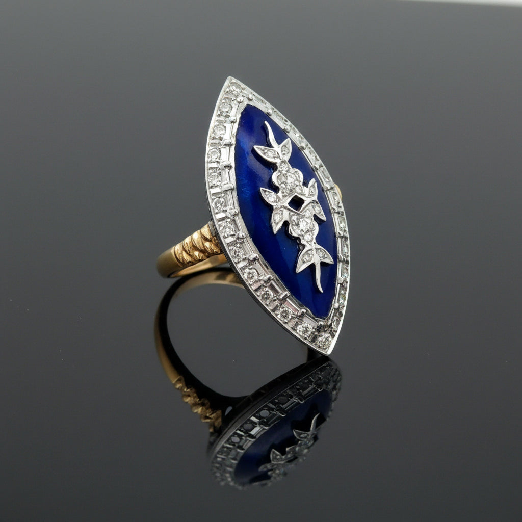 Vintage Ring RBC Diamond 0.50ct  G/H 18KT  WG/YG 9.20g ,All Weights Estimated