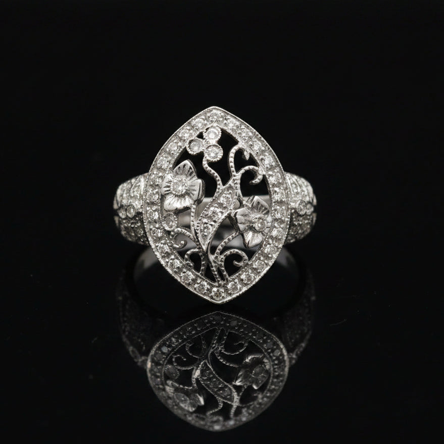 Vintage Ring RBC Diamond 0.25ct  G/H 14KT WG 4.50g ,All Weights Estimated