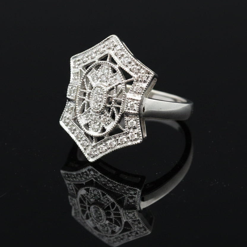 Vintage Ring RBC Diamond 0.20ct  G 14KT WG 4.40g ,All Weights Estimated