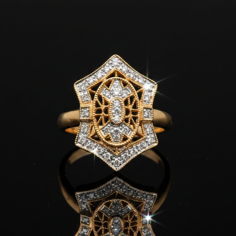 Vintage Ring RBC Diamond 0.19ct  G/H 14KT YG 4.90g ,All Weights Estimated