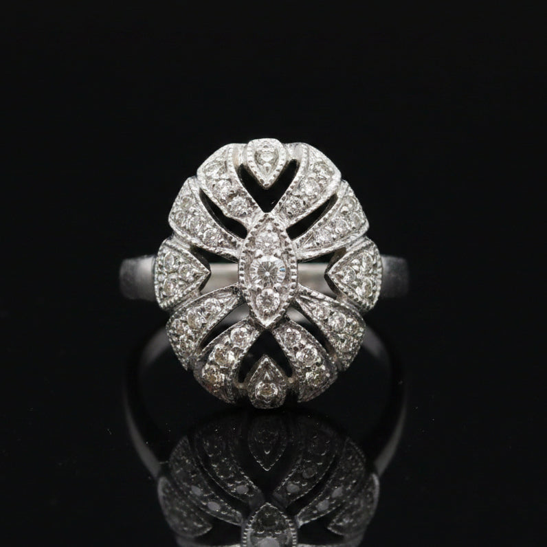 Vintage Ring RBC Diamond 0.25ct  G/H 14KT WG 3.90g ,All Weights Estimated