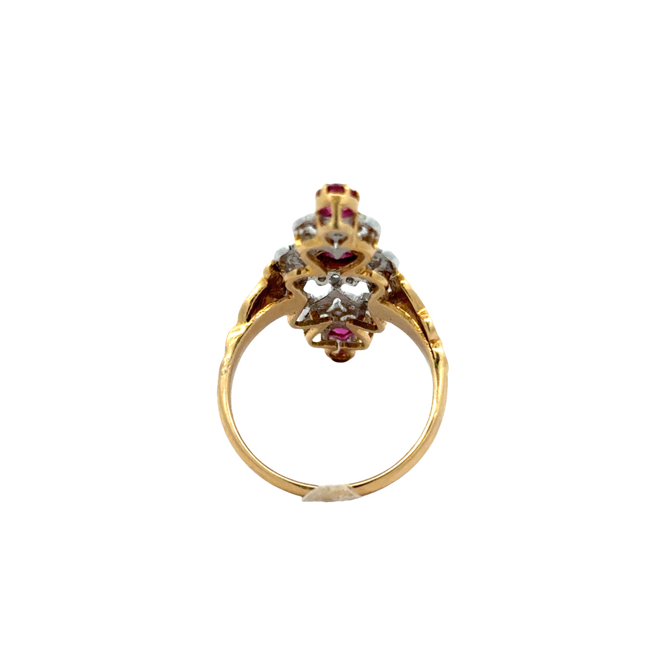 Vintage Ring RBC Diamond 0.25cttw  G/H SI1-SI2 RUBY  RD 0.50cttw  18K WG/YG 6.20G ,All Weights Estimated