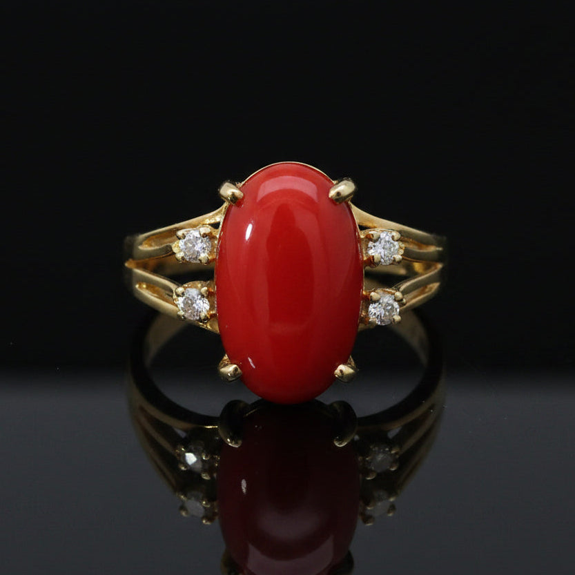 Designer CJ USA Ring, 4 Diamond RBC 0.08Ct  H-I VS1 18KY YG 5.39G