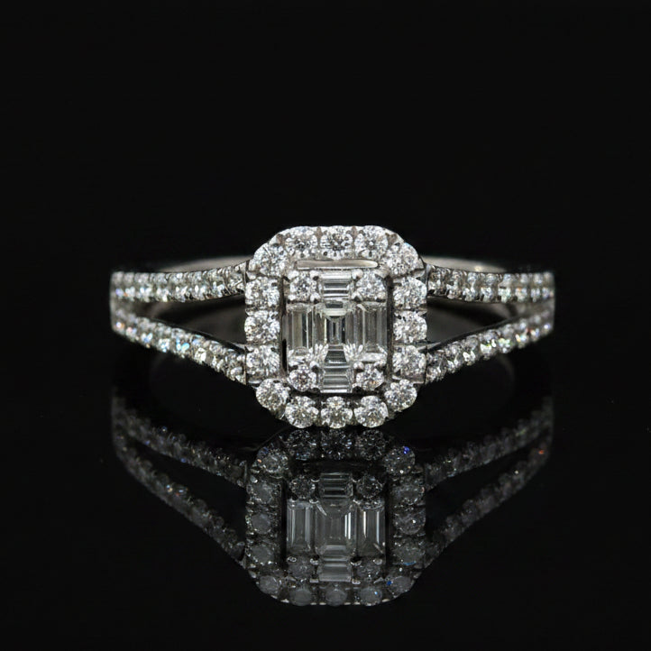 Custom Designer Ring, 57 Diamond Bag/RBC 0.87Ct  H/I SI1 14KW WG 2.46G