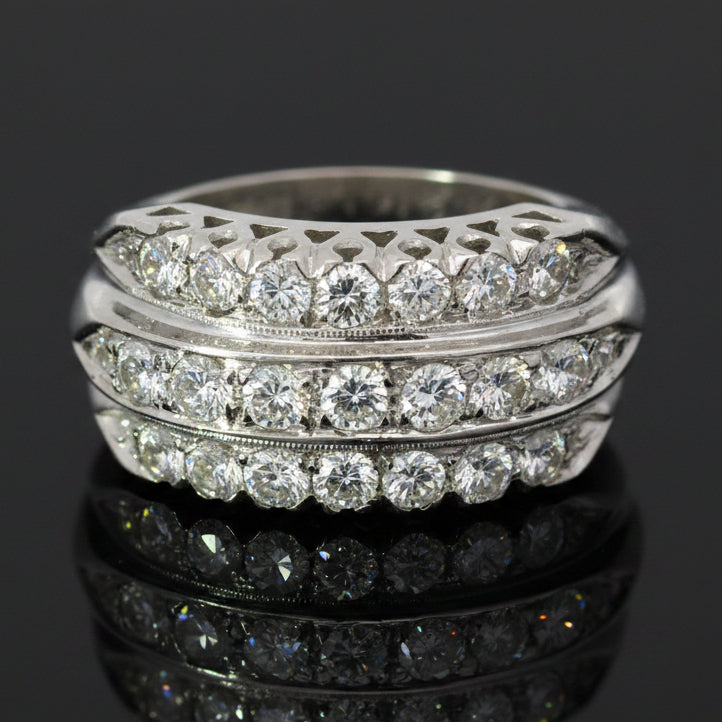 Estate Ring, 21 Diamond RBC 1.25Ct  G/H VS1-VS2 14KW WG 7.59G