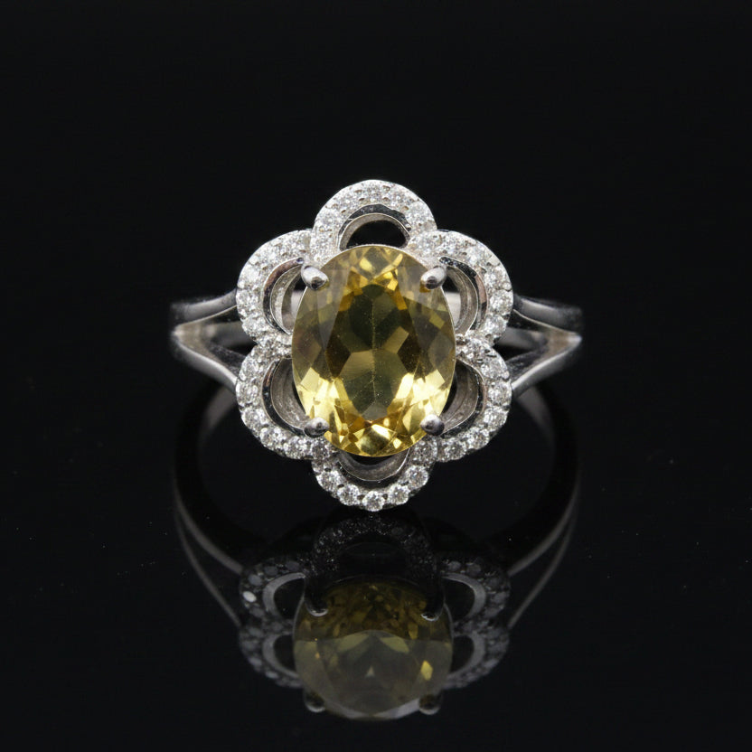 FG Ring, 1 OVAL CHRYSOBERYL 3.42Cttw  Diamond RBC 0.25Cttw  G-H SI1 18KW WG 5.55G
