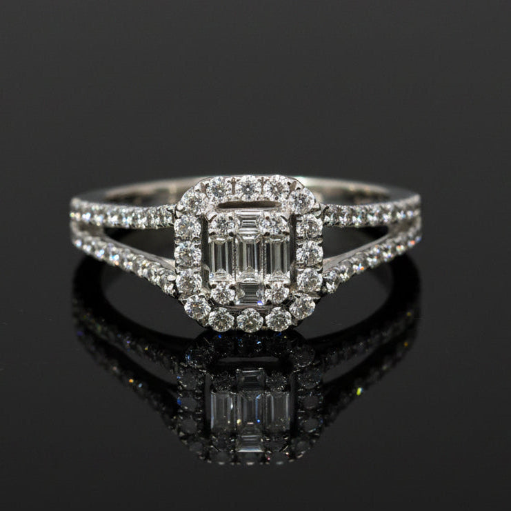 Custom Designer Ring, 57 Diamond Bag/RBC 0.82Ct  G-H VS2-SI1 18KW WG 3.34G