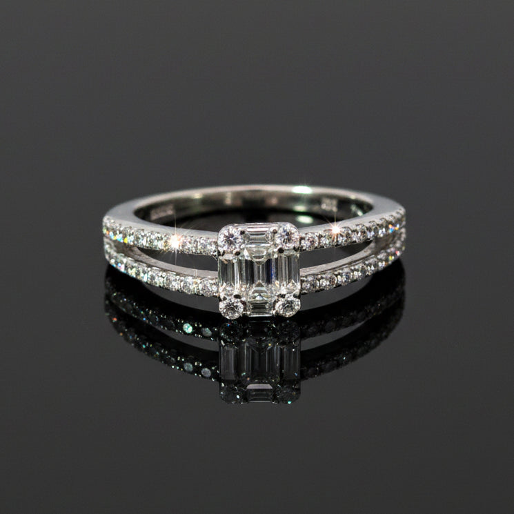 Custom Designer Ring, 45 Diamond Bag/RBC 0.77Ct  H/I VS1-SI1 14KW WG 3.10G