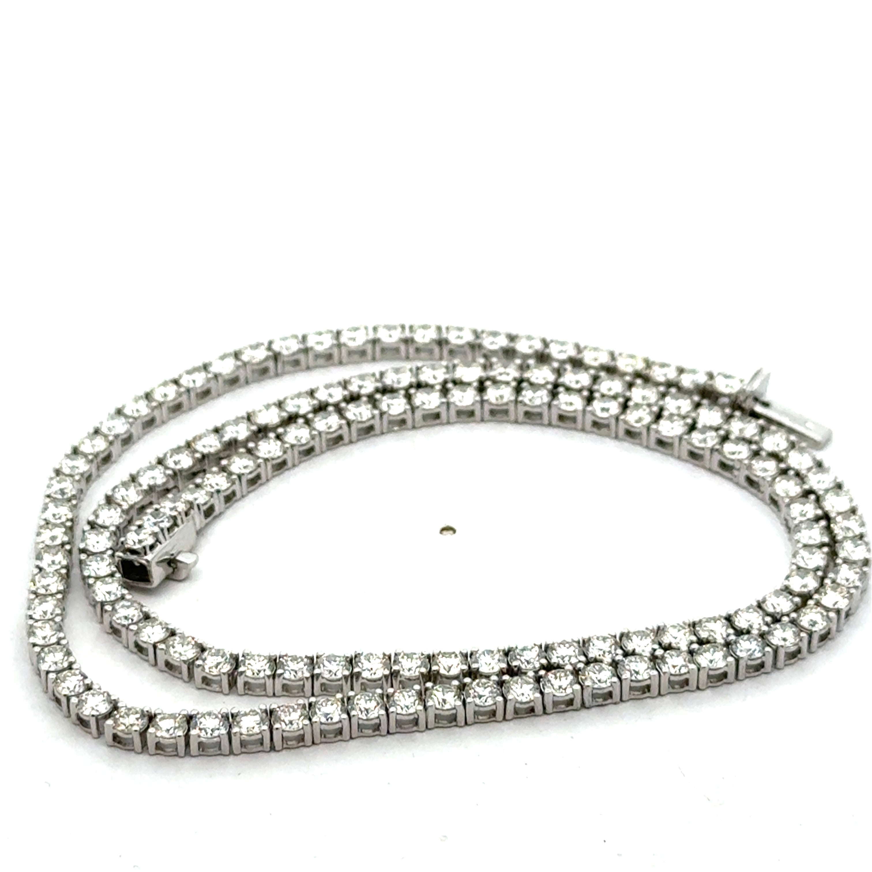  Necklace, 129 Diamond RBC 15.70ct  G-H SI 14K WG 23.40g