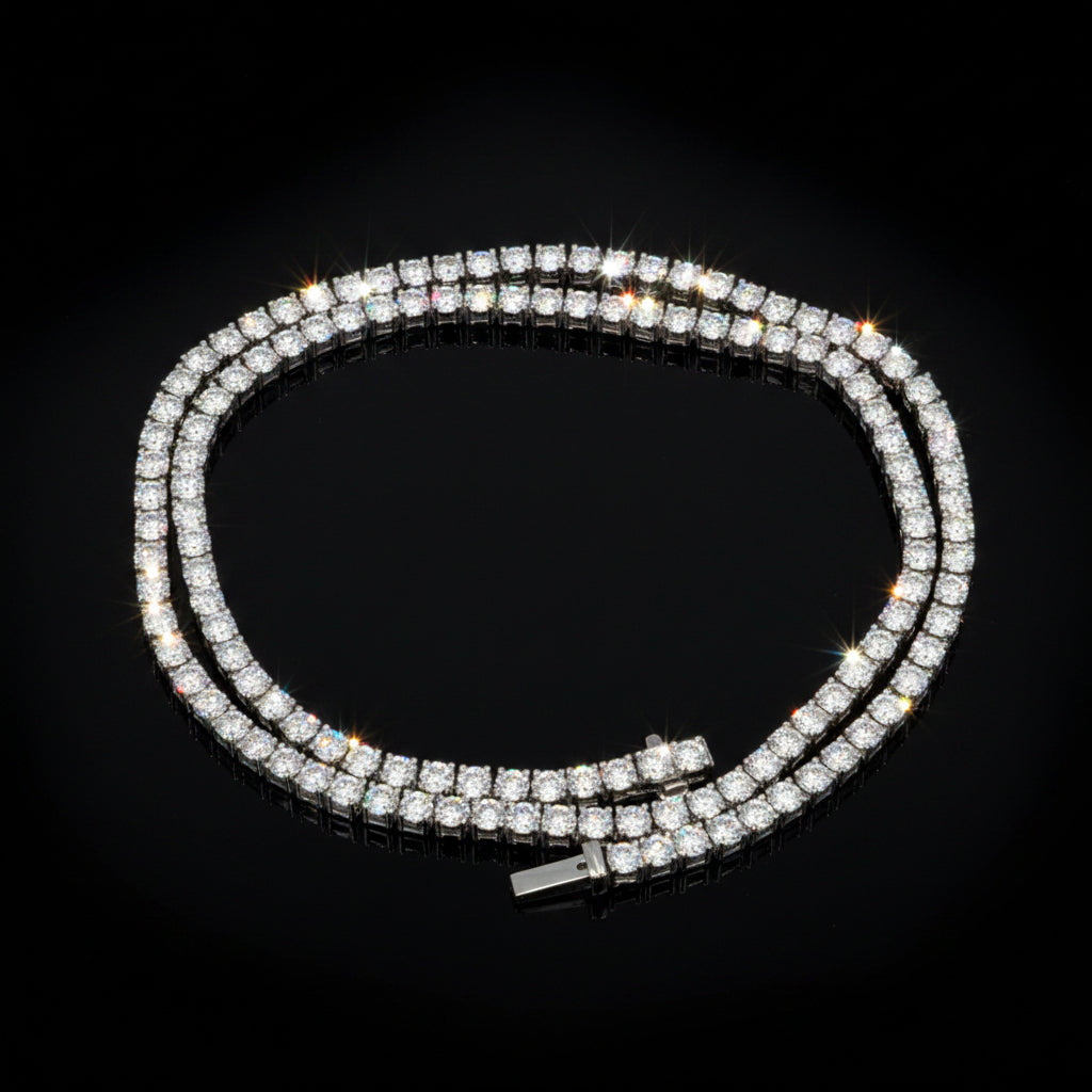  Necklace, 129 Diamond RBC 15.70ct  G-H SI 14K WG 23.40g