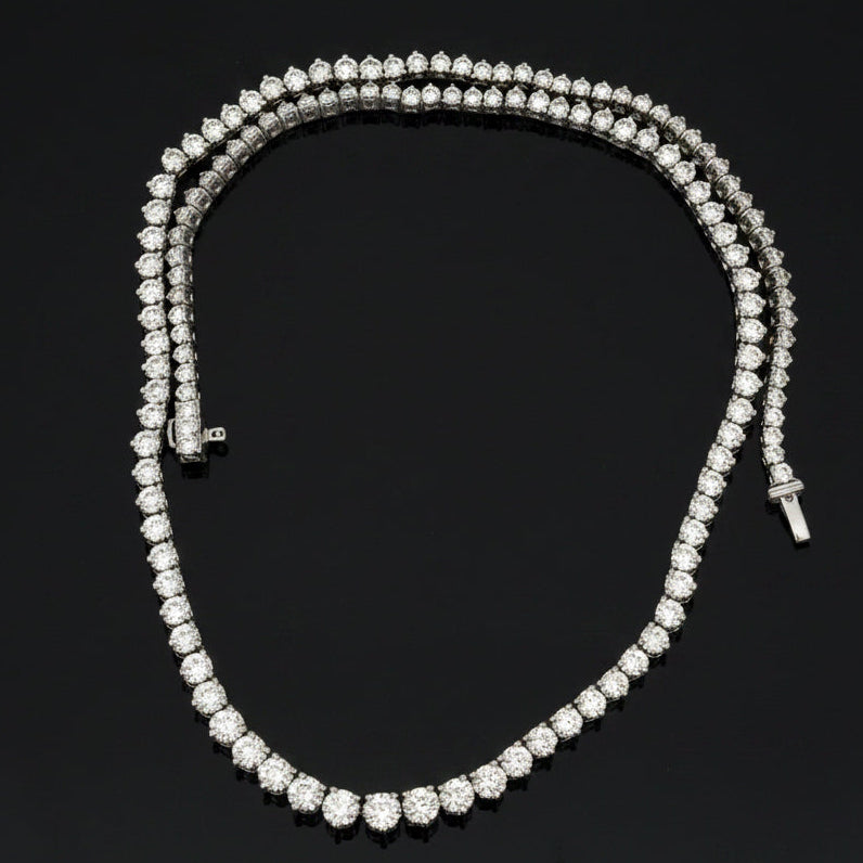  Necklace, 137 Diamond RBC 14.14ct  G-H SI 14K WG 27.39g