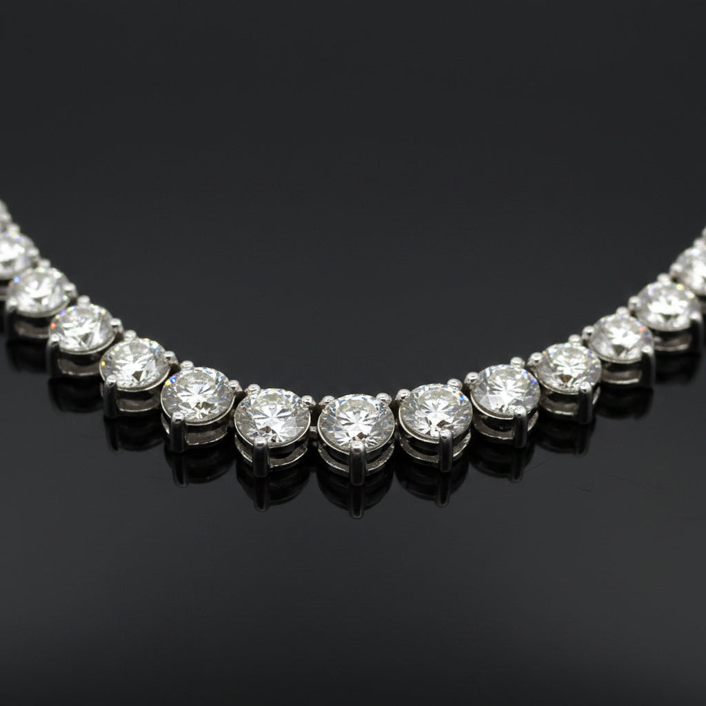  Necklace, 137 Diamond RBC 14.14ct  G-H SI 14K WG 27.39g
