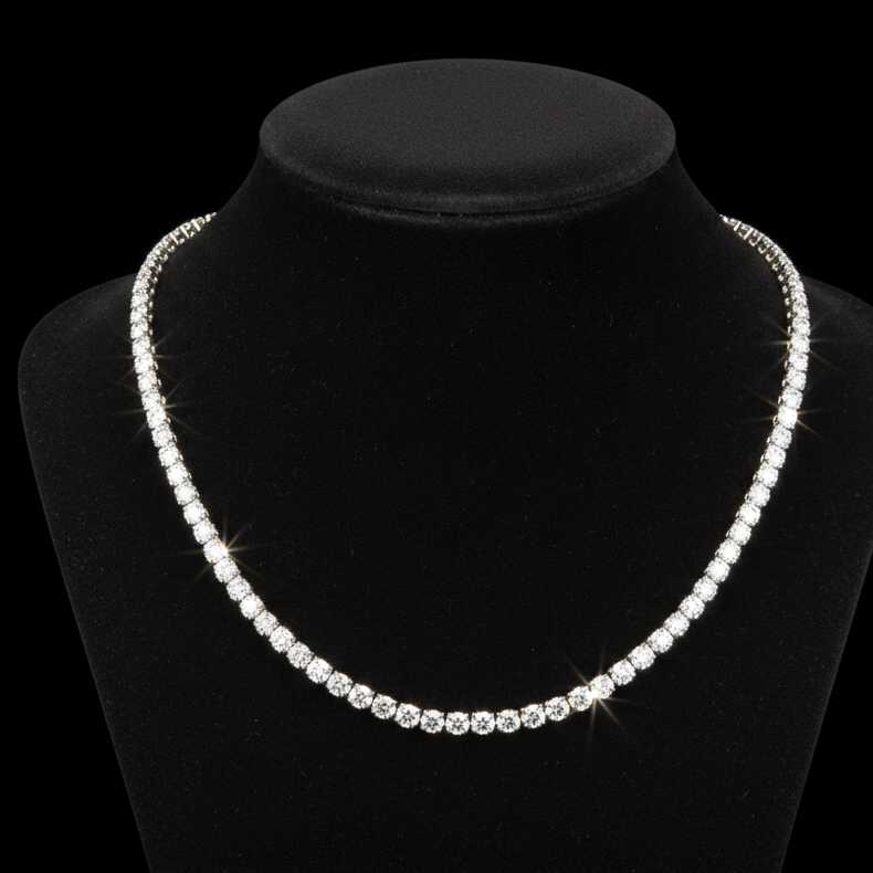  Necklace, 113 Diamond RBC 26.45ct  G-H SI 14K WG 33.74g