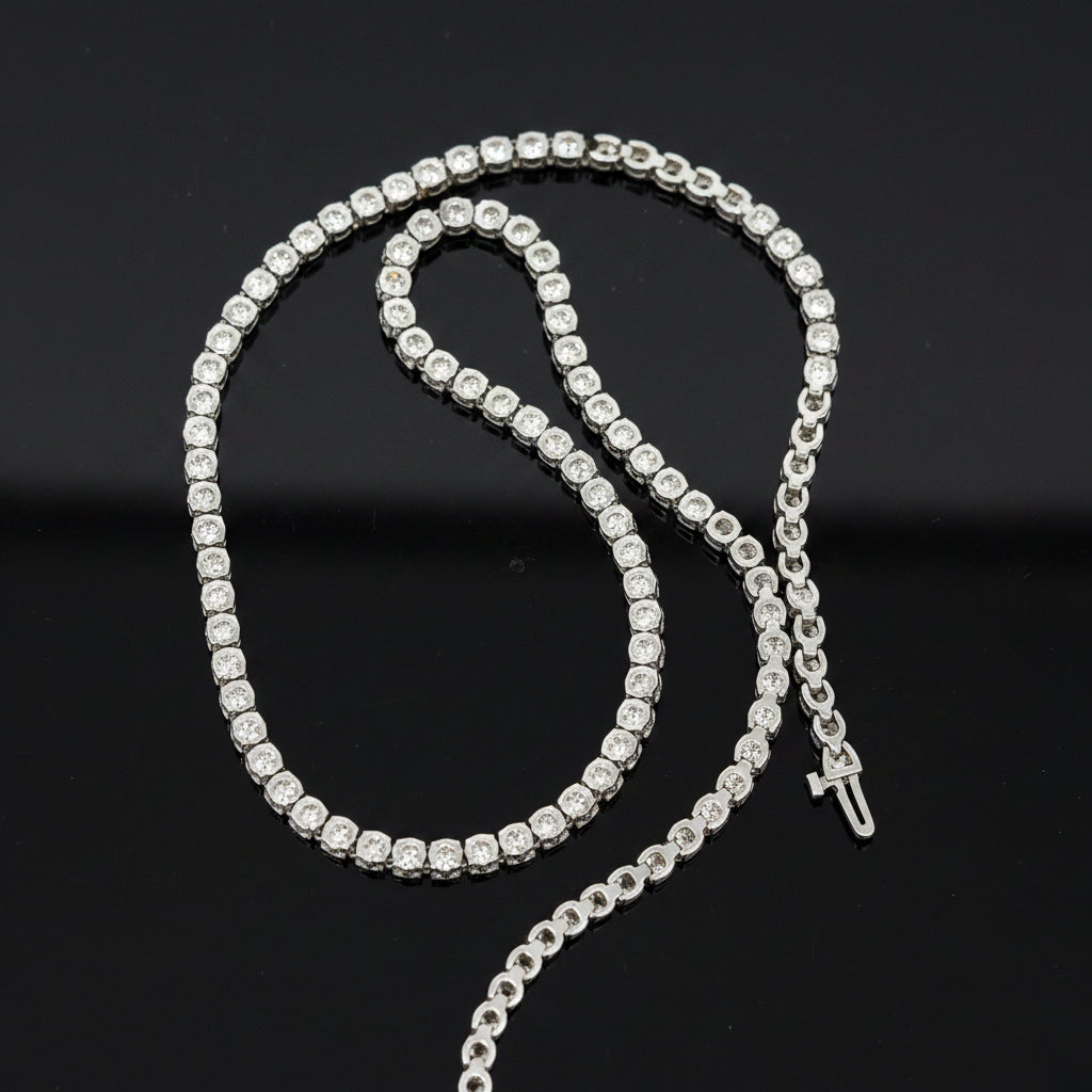  Necklace, 114 Diamond RBC 19.10ct  G-H SI 14K WG 34.08g
