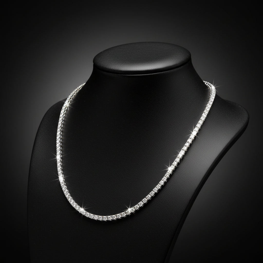  Necklace, 137 Diamond RBC 13.70ct  G-H SI PL Plat 33.75g