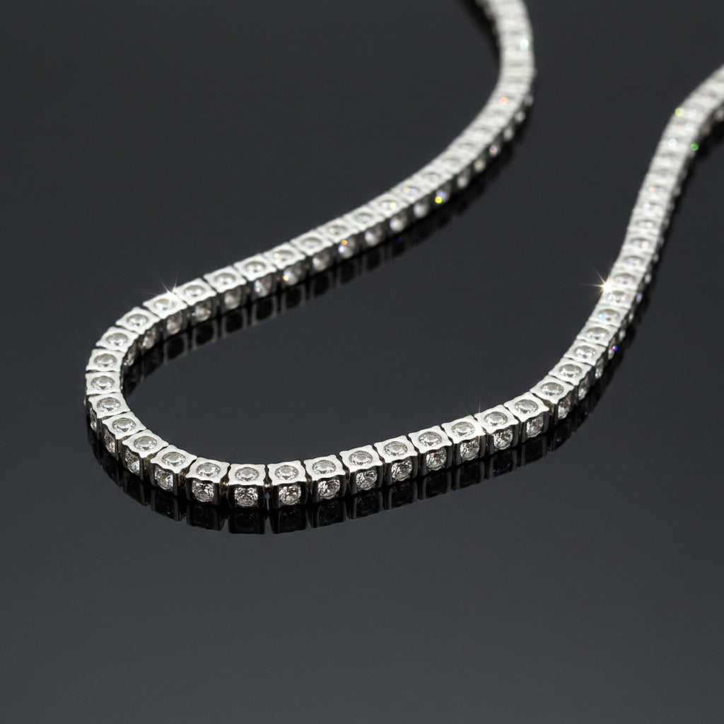  Necklace, 137 Diamond RBC 13.70ct  G-H SI PL Plat 33.75g