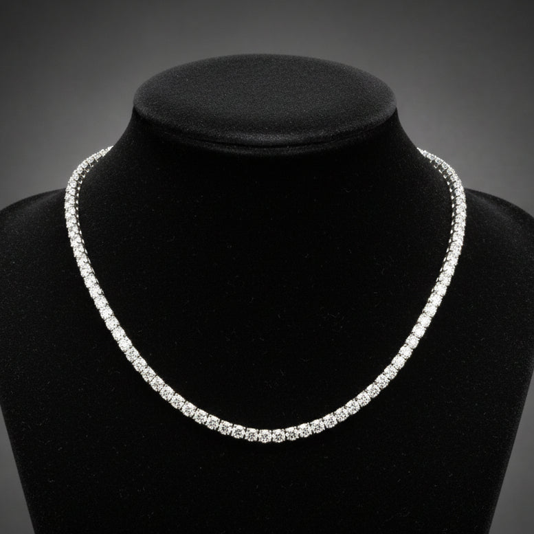  Necklace, 137 Diamond RBC 13.70ct  G-H SI PL Plat 33.75g