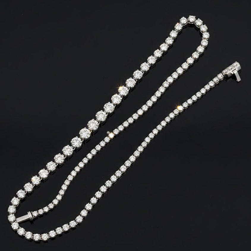  Necklace, 119 Diamond RBC 10.28ct  G-H SI 14K WG 23.62g