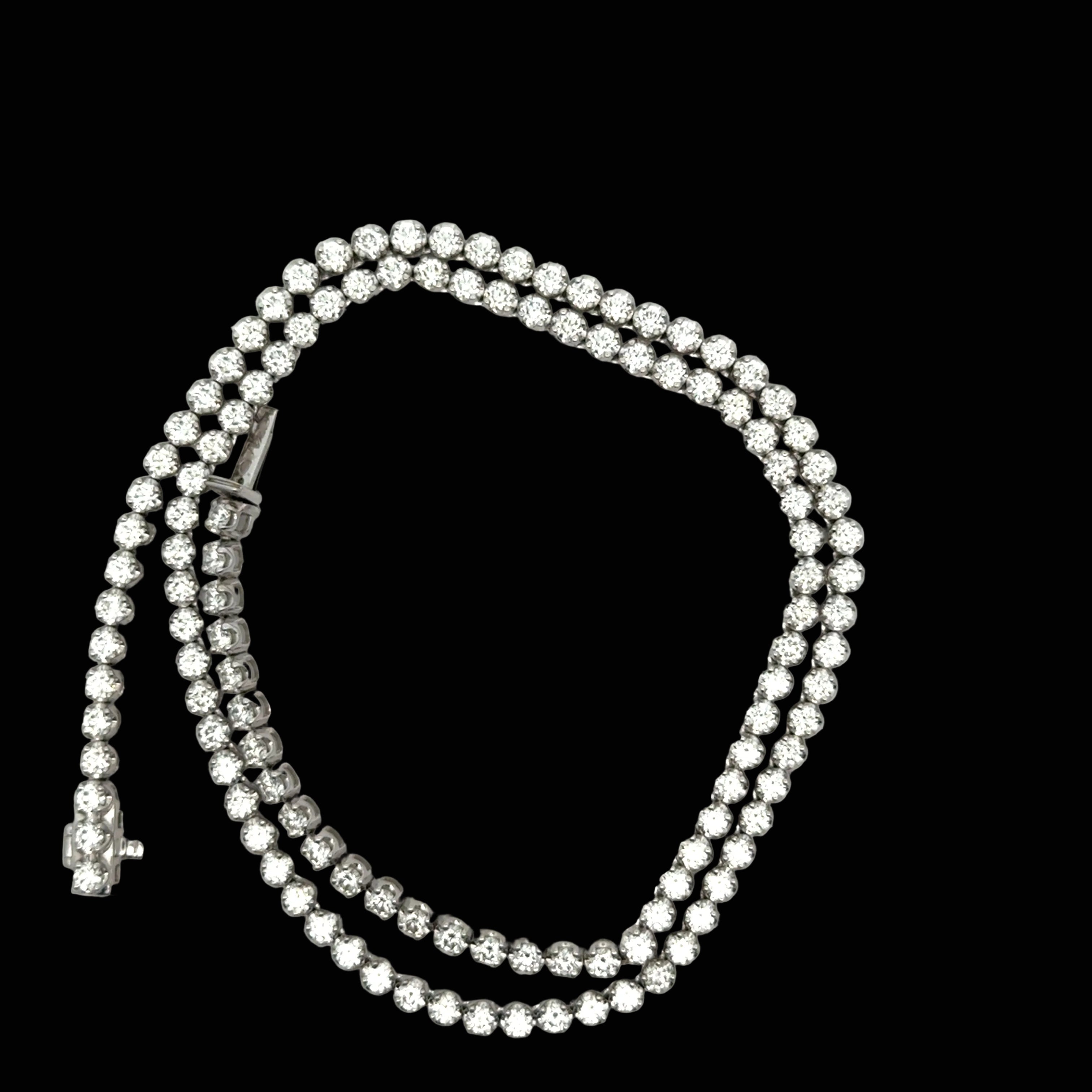 Necklace, 124 Diamond RBC 8.60ct  G-H SI 14K WG 21.75g