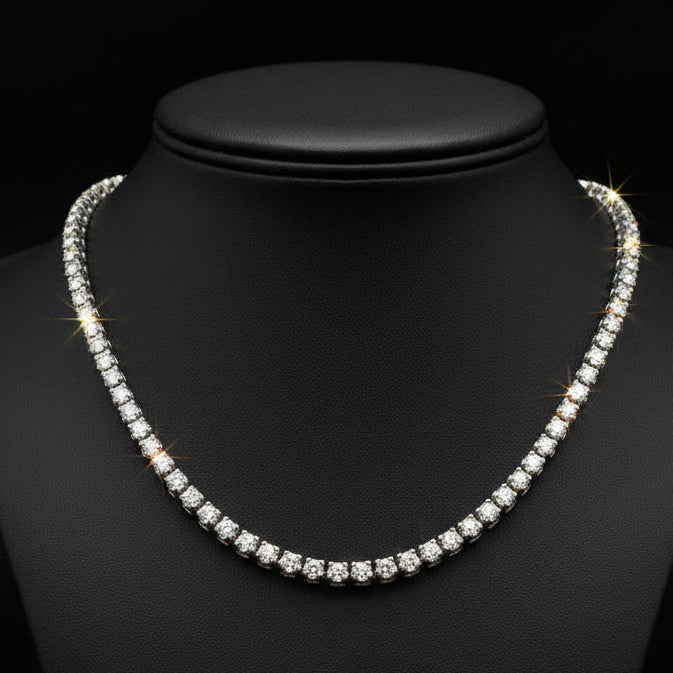  Necklace, 124 Diamond RBC 8.60ct  G-H SI 14K WG 21.75g
