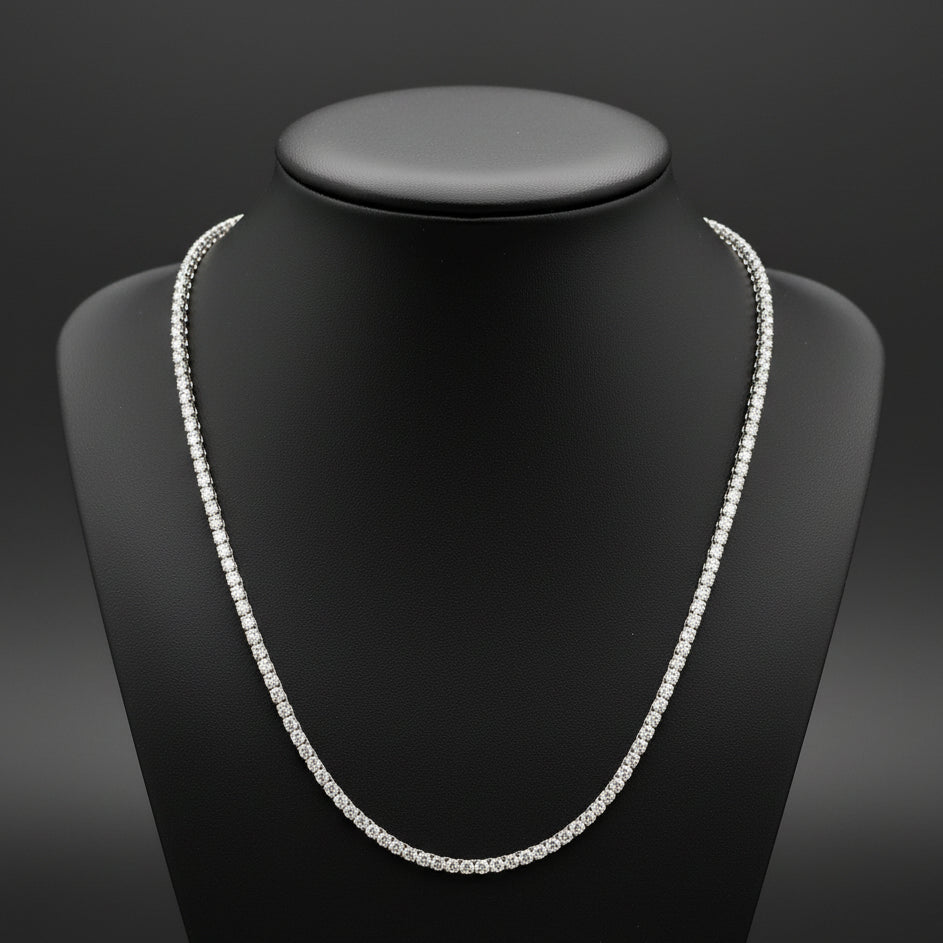  Necklace, 160 Diamond RBC 4.85ct  G-H SI 14K WG 17.34g