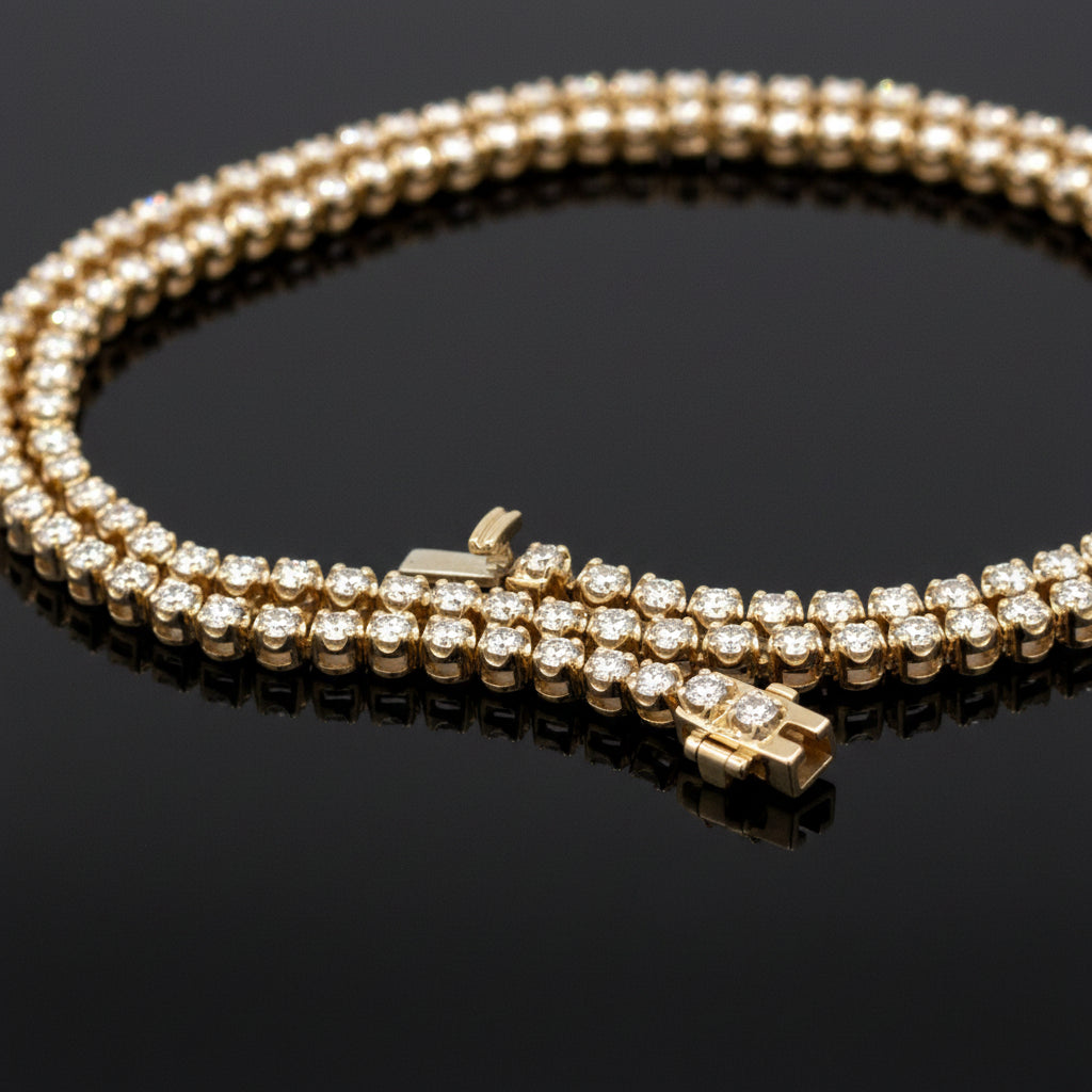  Necklace, 145 Diamond RBC 6.70ct  G-H SI 14K YG 17.91g