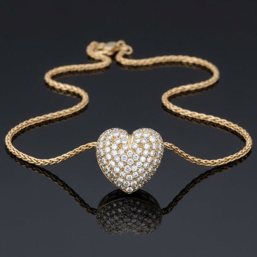 Estate Italian Necklace 88 Round Brilliant Cut Diamond 2.50 cttw  G-H VS1-VS2 18K Yellow Gold 13.51g. All Weights Estimated.