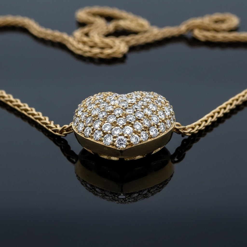 Estate Italian Necklace 88 Round Brilliant Cut Diamond 2.50 cttw  G-H VS1-VS2 18K Yellow Gold 13.51g. All Weights Estimated.