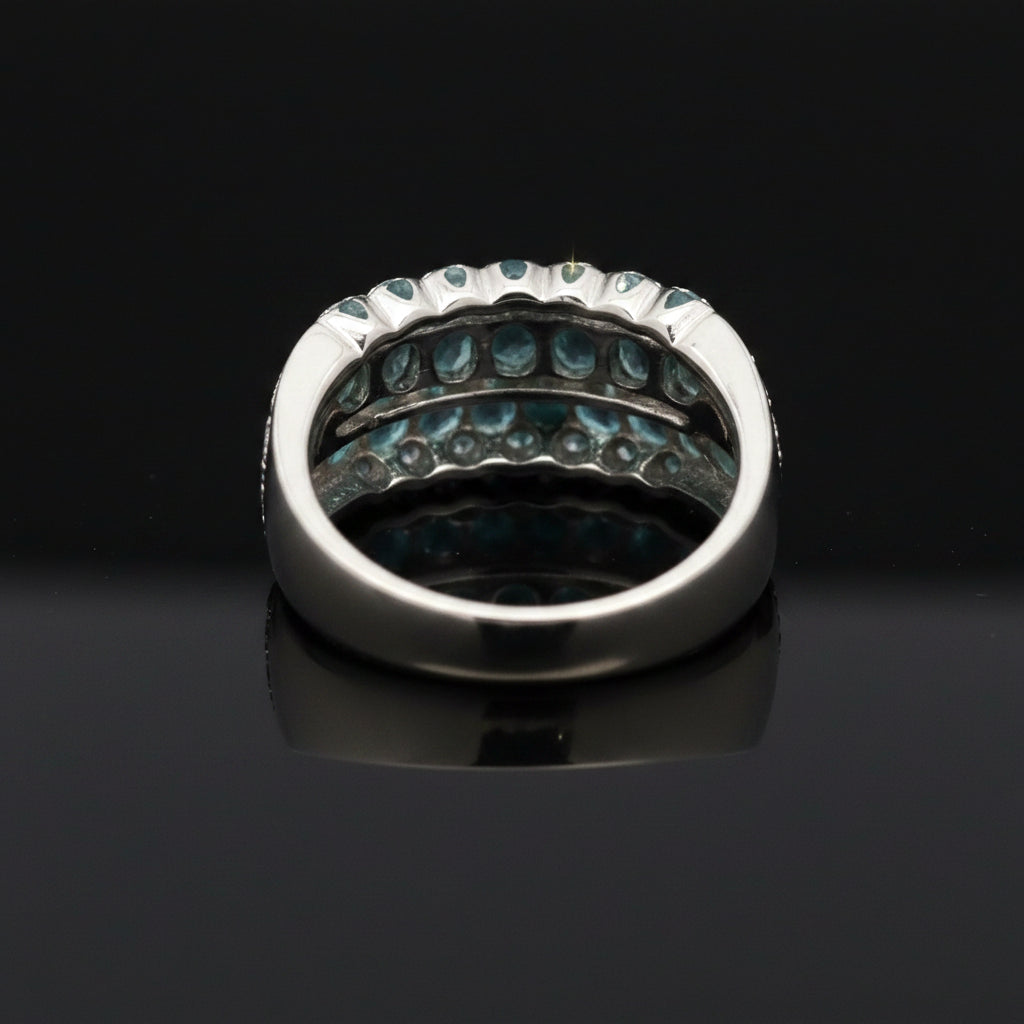 Estate Ring, Round Brilliant Cut Diamond 0.54 cttw  G-H VS1-SI1,7 Natural Alexandrite Oval 0.65 cttw  Green to Purple Blue Platinum 11.07g. All Weights Estimated.