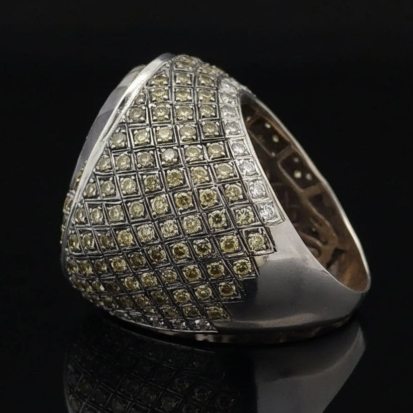 Estate Ring, Round Brilliant Cut Diamond 5.00 cttw  NFY - NFB VS-SI1,1 Amethyst Oval Checker Board Face 30.00 ct  18K White Gold 27.64g. All Weights Estimated.