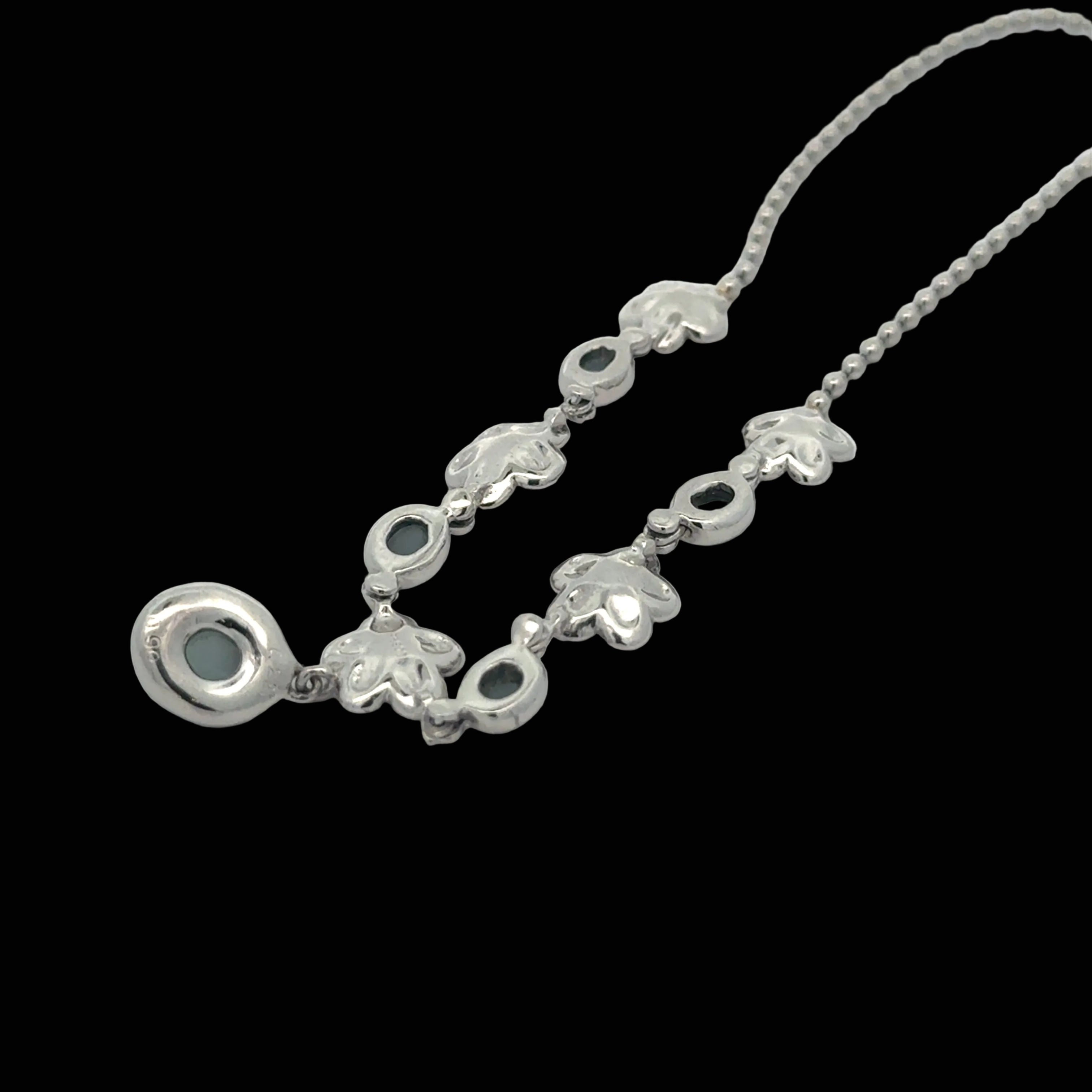 Designer Necklace, 5 Cat's Eye Alexandrite Cabochon 1.99 cttw  Platinum 4.92g. All Weights Estimated.