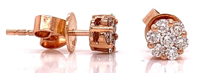 Maya Lianna Cluster Earrings, 14 Round Diamond 0.25 cttw, 14K Rose Gold 1.20g